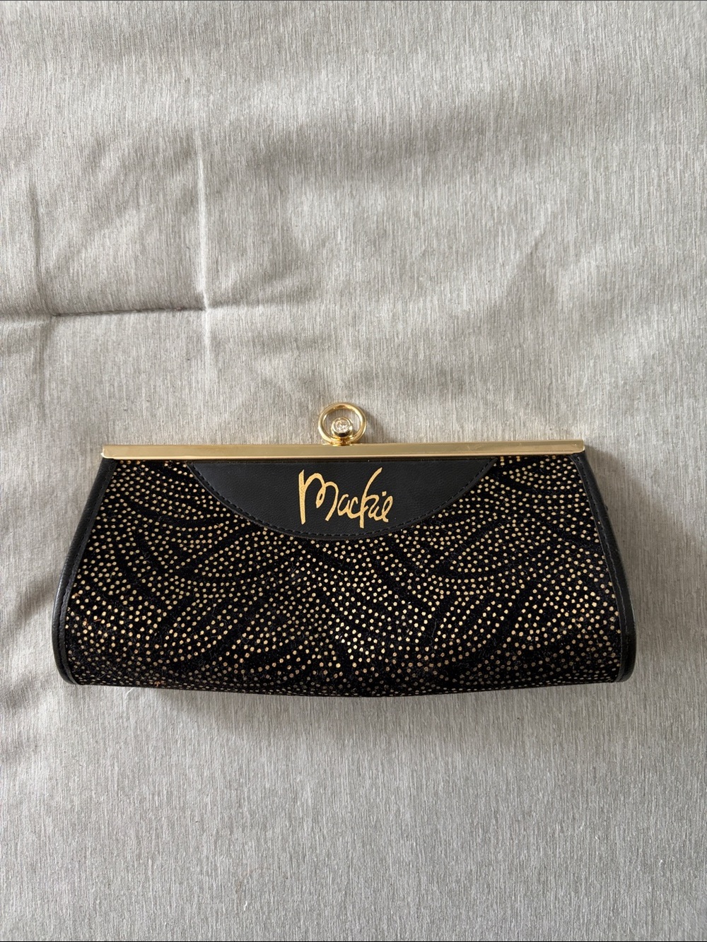 Makie Black and Gold Studded Evening Clutch